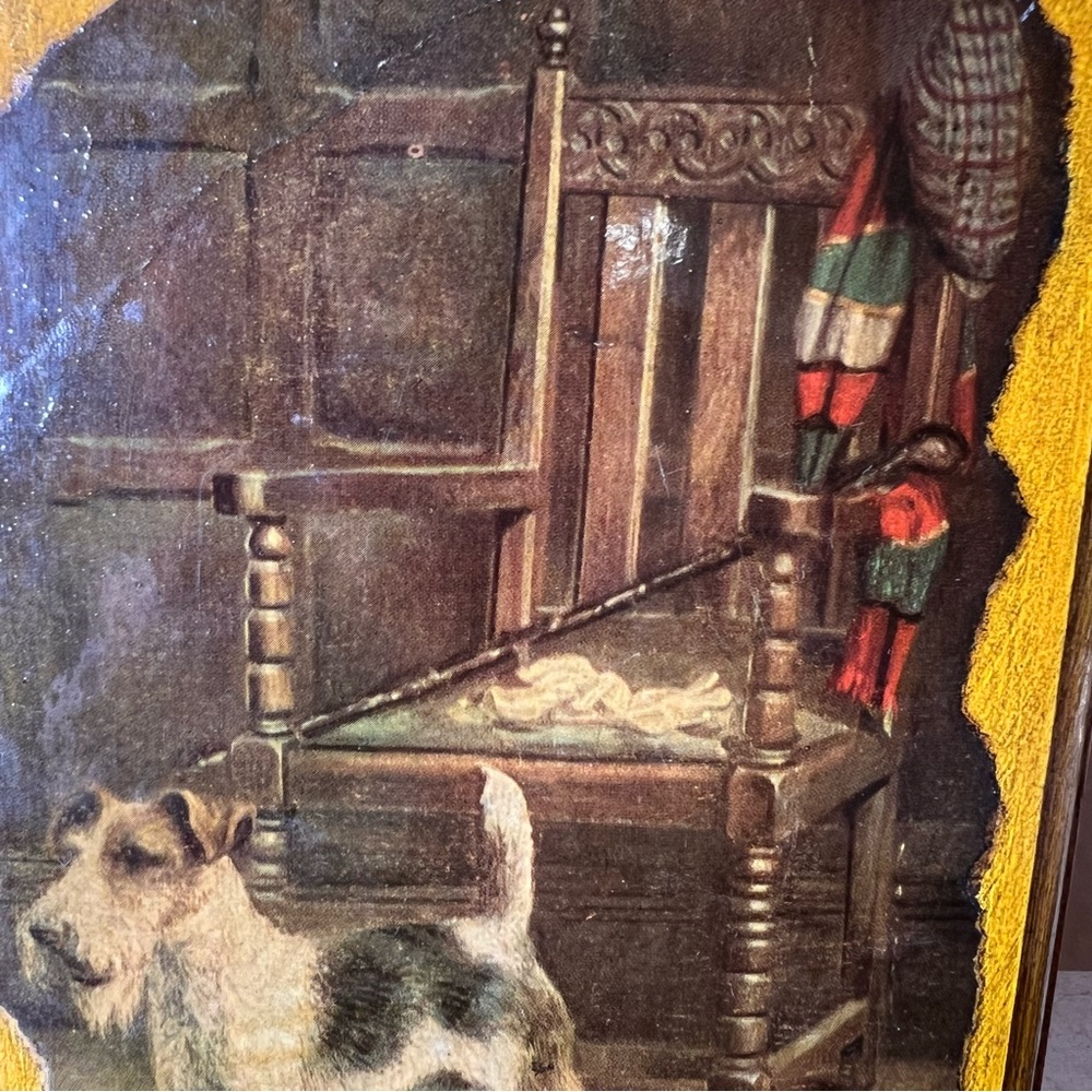 Vintage Terrier Art Plaque, Wall Decor, Waiting for Master, Dog Best Friend - Picture 2 of 4